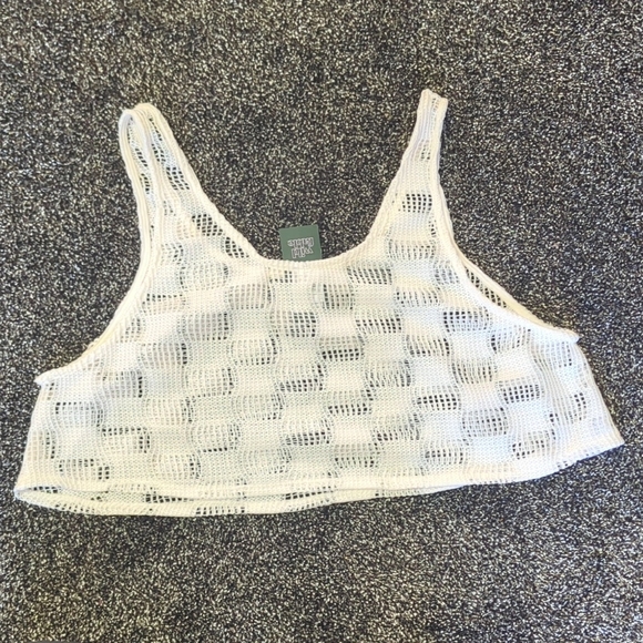 Wild Fable White Mesh Crop Top Large L NWT | Festival Beach Summer Layering Tank - Picture 4 of 4